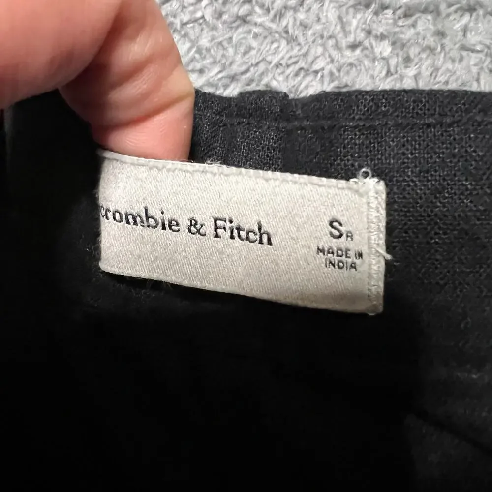Abercrombie & Fitch Pants Womens Small Linen Wide Leg Black Relaxed Trouser - Picture 5 of 10